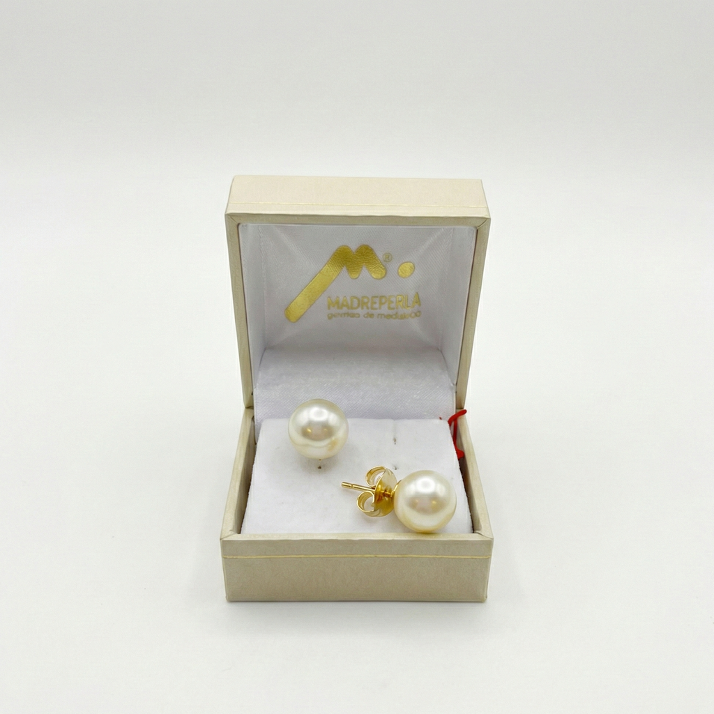 Aros Perlas Mallorca 10mm Enchapado en Oro 18K, joyería Mare Rosato