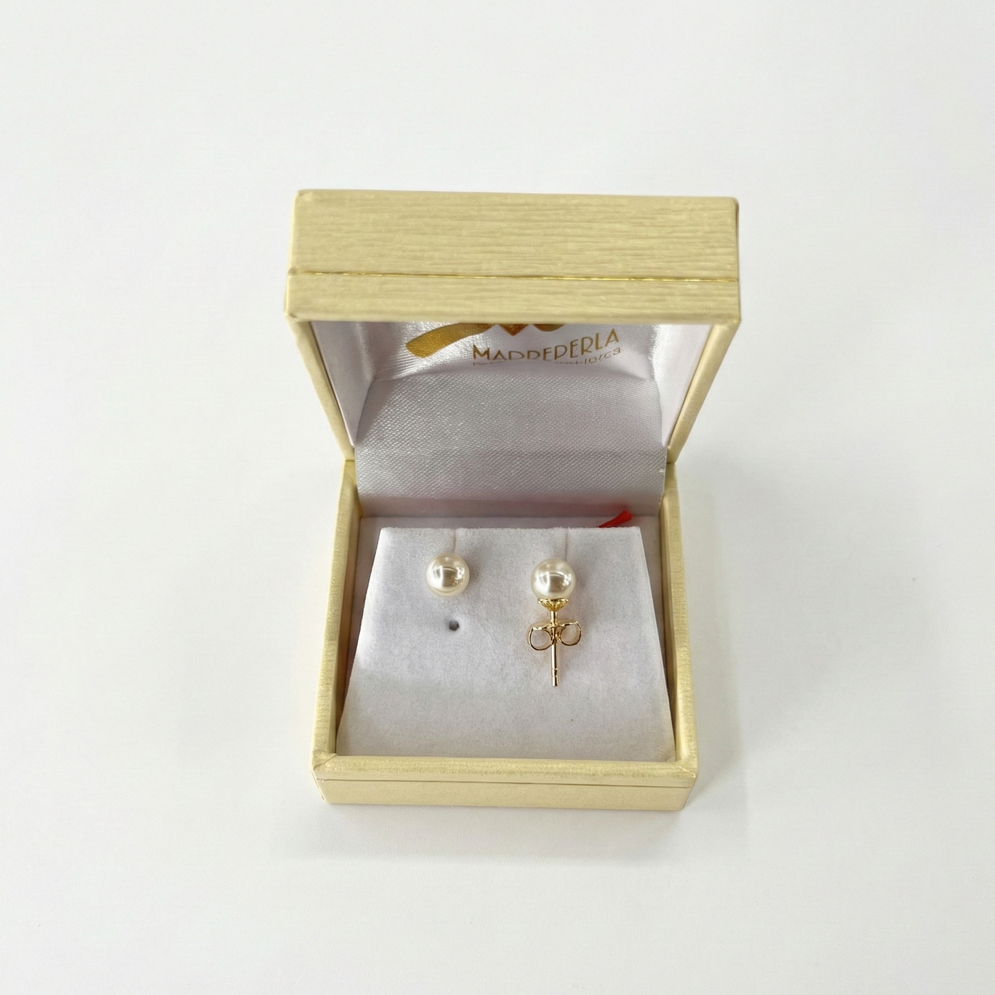 Aros Perlas Mallorca 7mm enchapado en oro 18K, joyería Mare Rosato