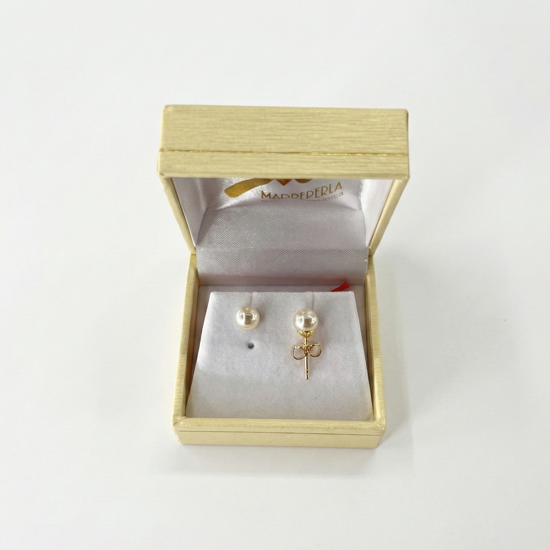 Aros Perlas Mallorca 7mm enchapado en oro 18K, joyería Mare Rosato