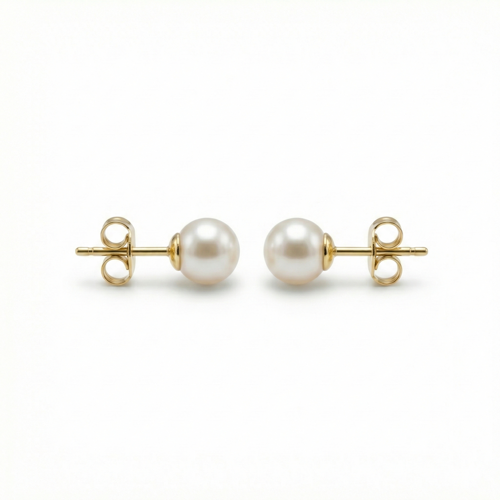 Aros Perlas Mallorca 8mm enchapado en oro 18K, joyería Mare Rosato