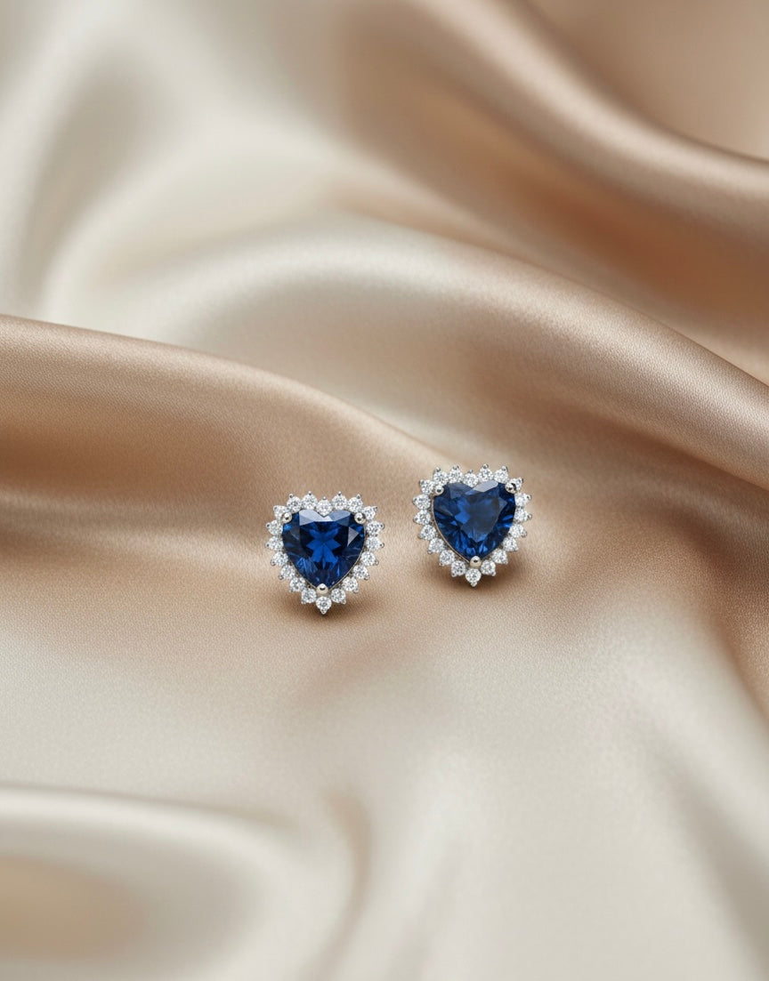Aros Corazones de Zafiro