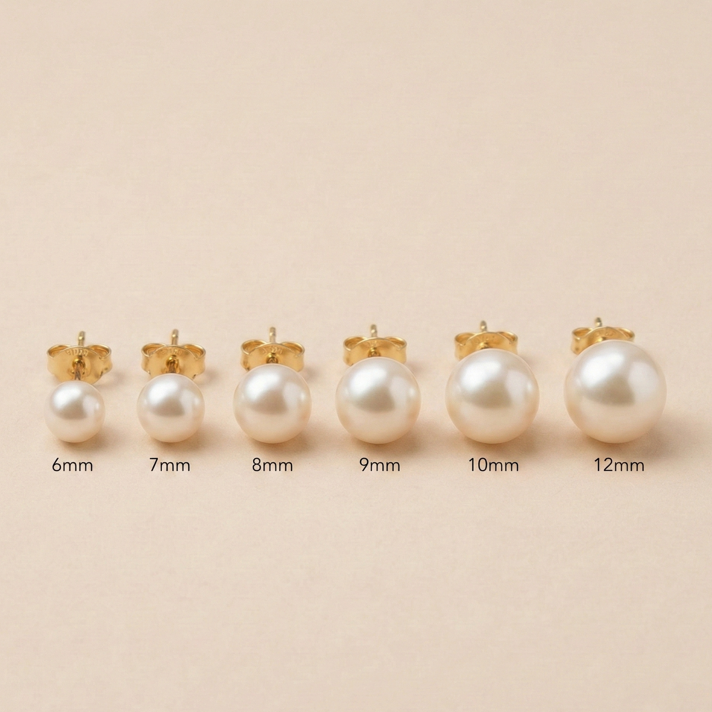 Aros Pegados Perlas de Mallorca 6mm enchapado en Oro de 18K, joyería Mare Rosato