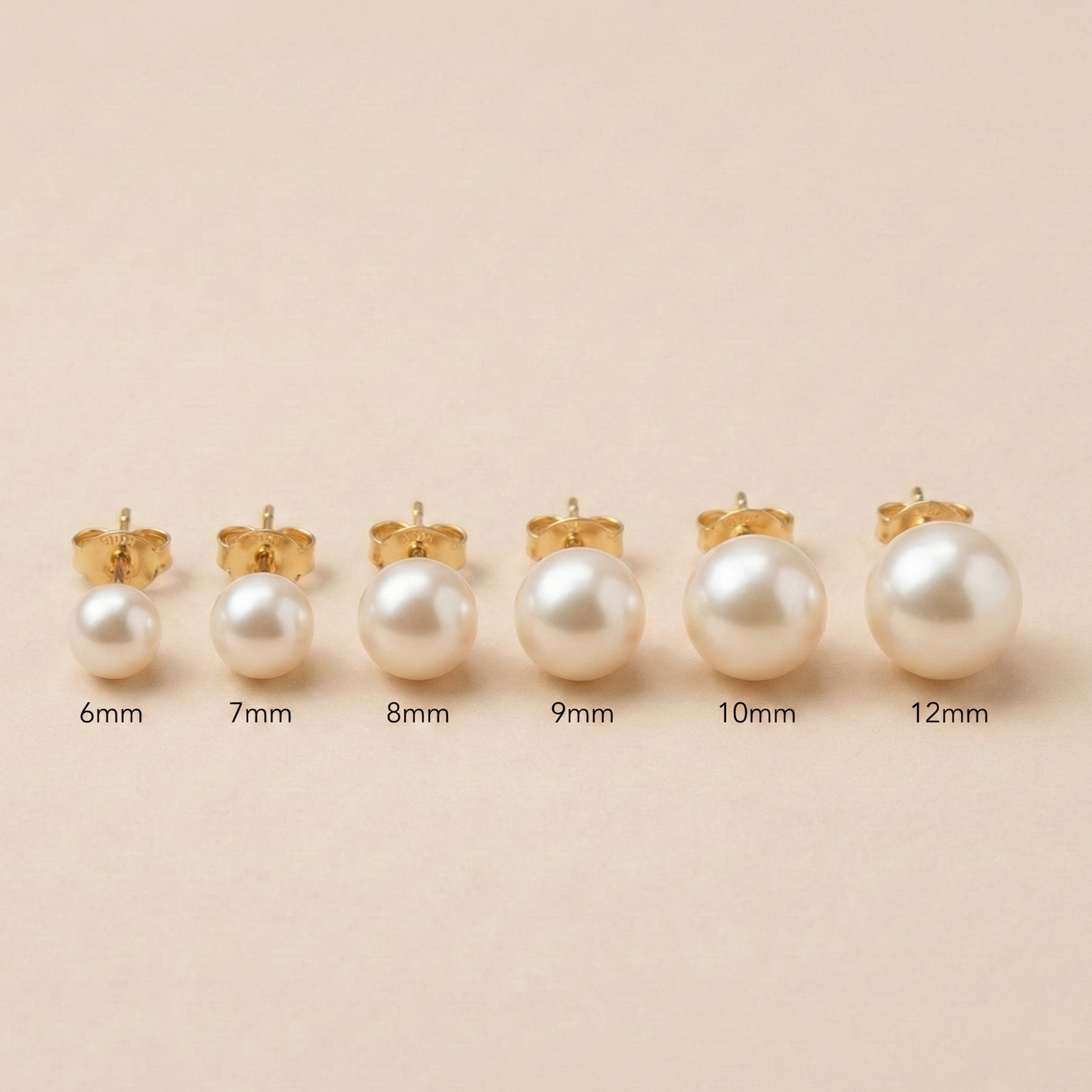 Aros Pegados Perlas de Mallorca 6mm enchapado en Oro de 18K, joyería Mare Rosato