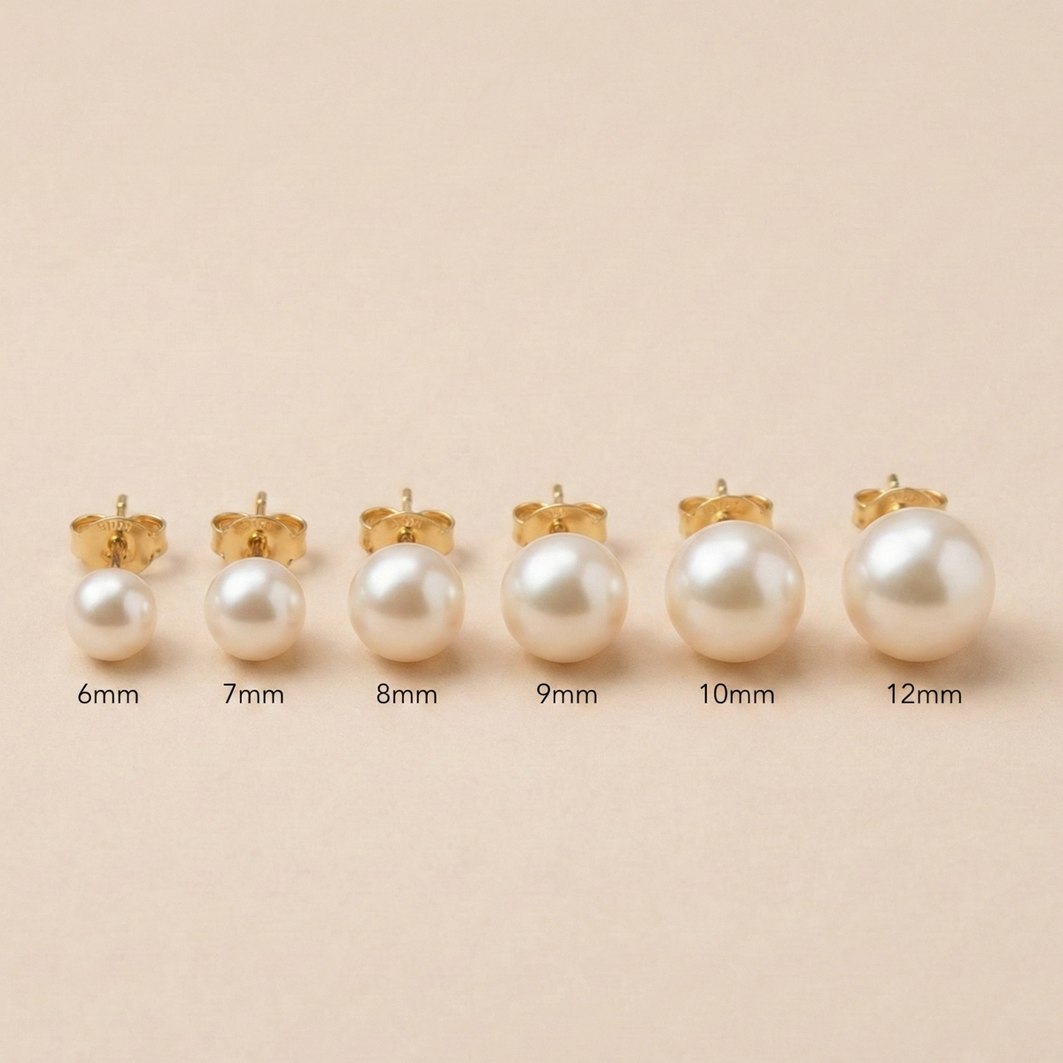 Aros Pegados Perlas de Mallorca 6mm enchapado en Oro de 18K, joyería Mare Rosato