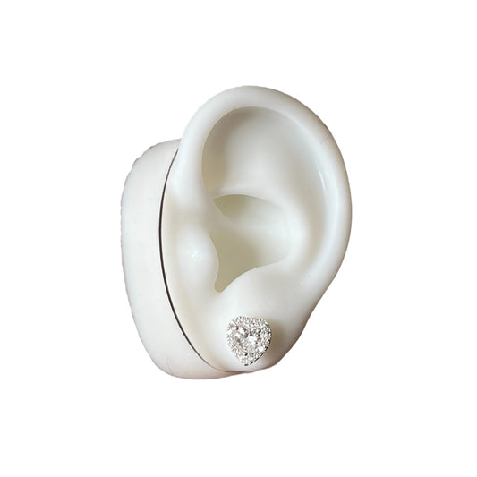 Aros Corazon con circon Blanco