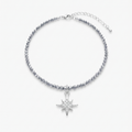 Collar Estrella | Collar de Cristales Austriacos Plateados con Estrella de 8 Puntas y Micro Circones 45 cm