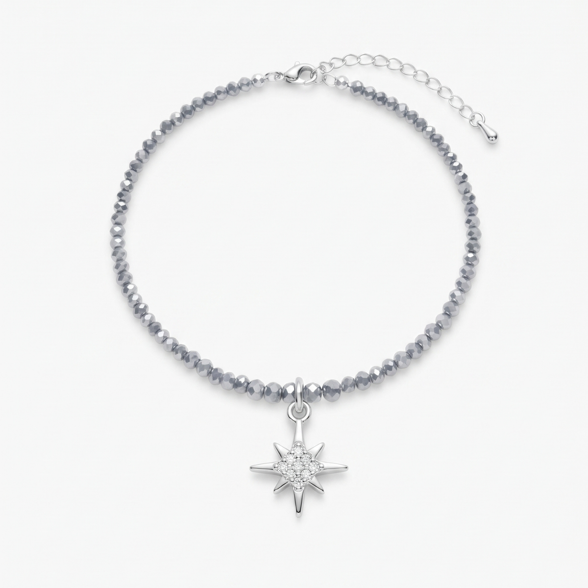 Collar Estrella | Collar de Cristales Austriacos Plateados con Estrella de 8 Puntas y Micro Circones 45 cm