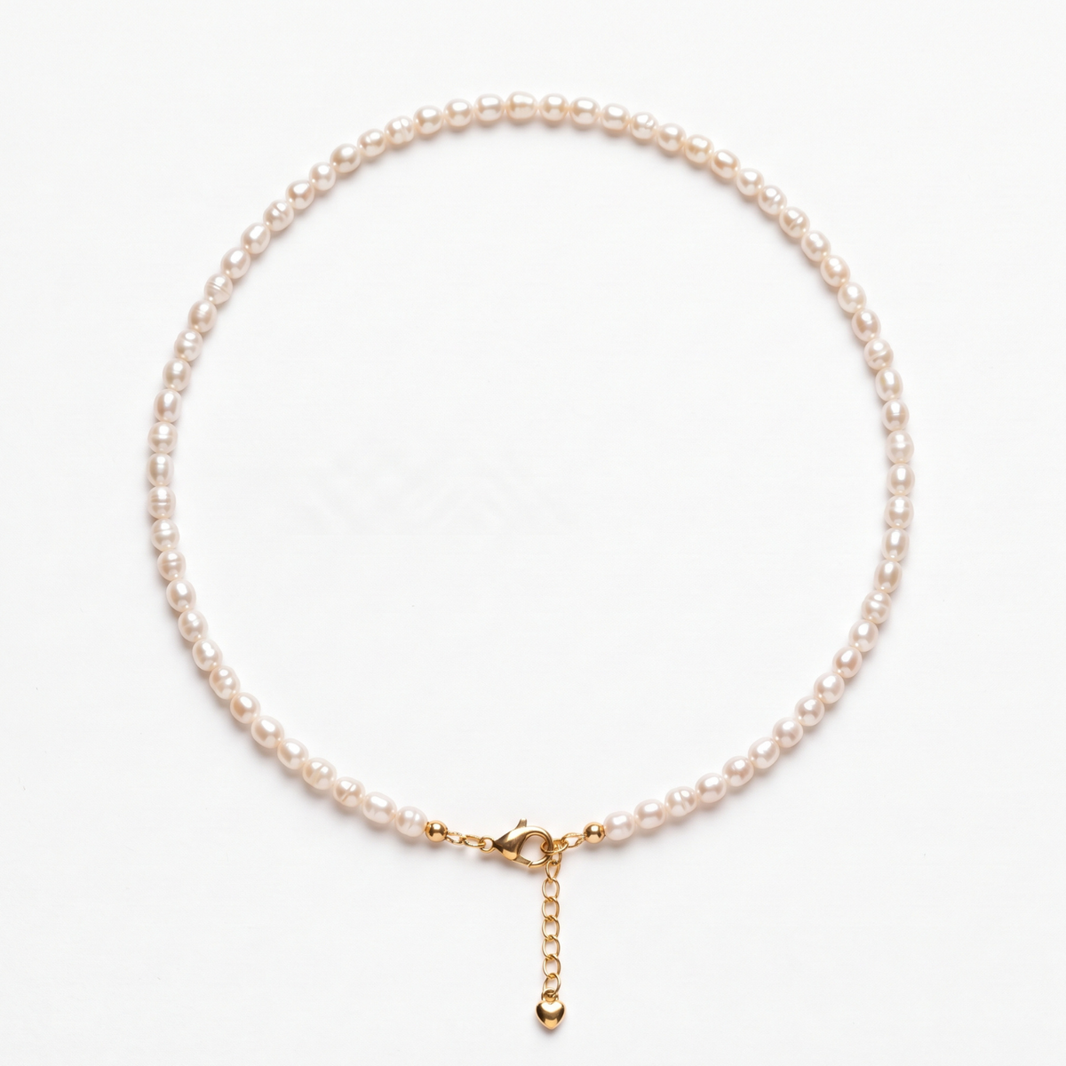 Collar de Perlas de Río Naturales 4 mm | Broche Bañado en Oro y Cadena Extensora