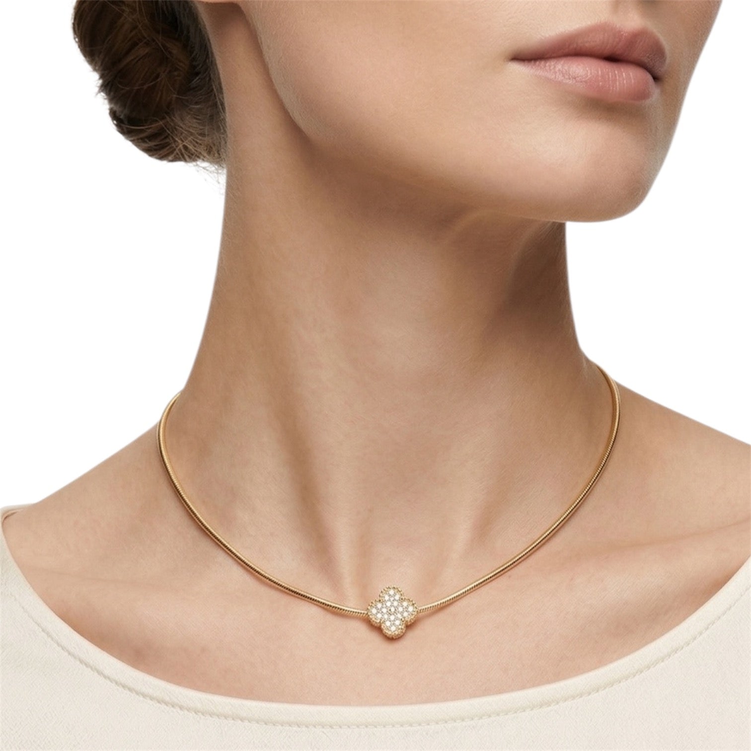 Collar Trébol Bañado en oro 18k, joyería Mare Rosato