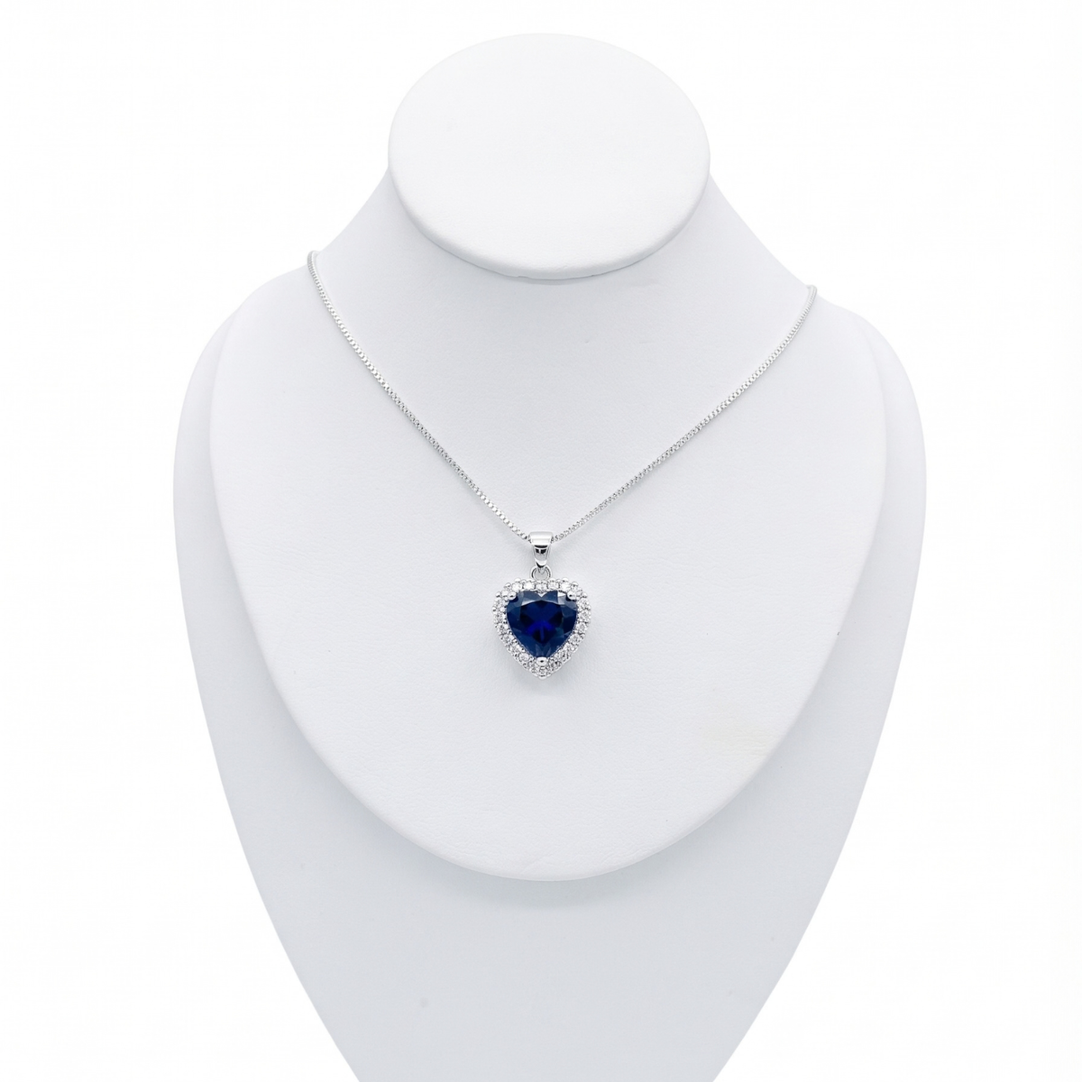 Collar Corazón Azul Zafiro en Plata 925 con Circonias | Mare Rosato