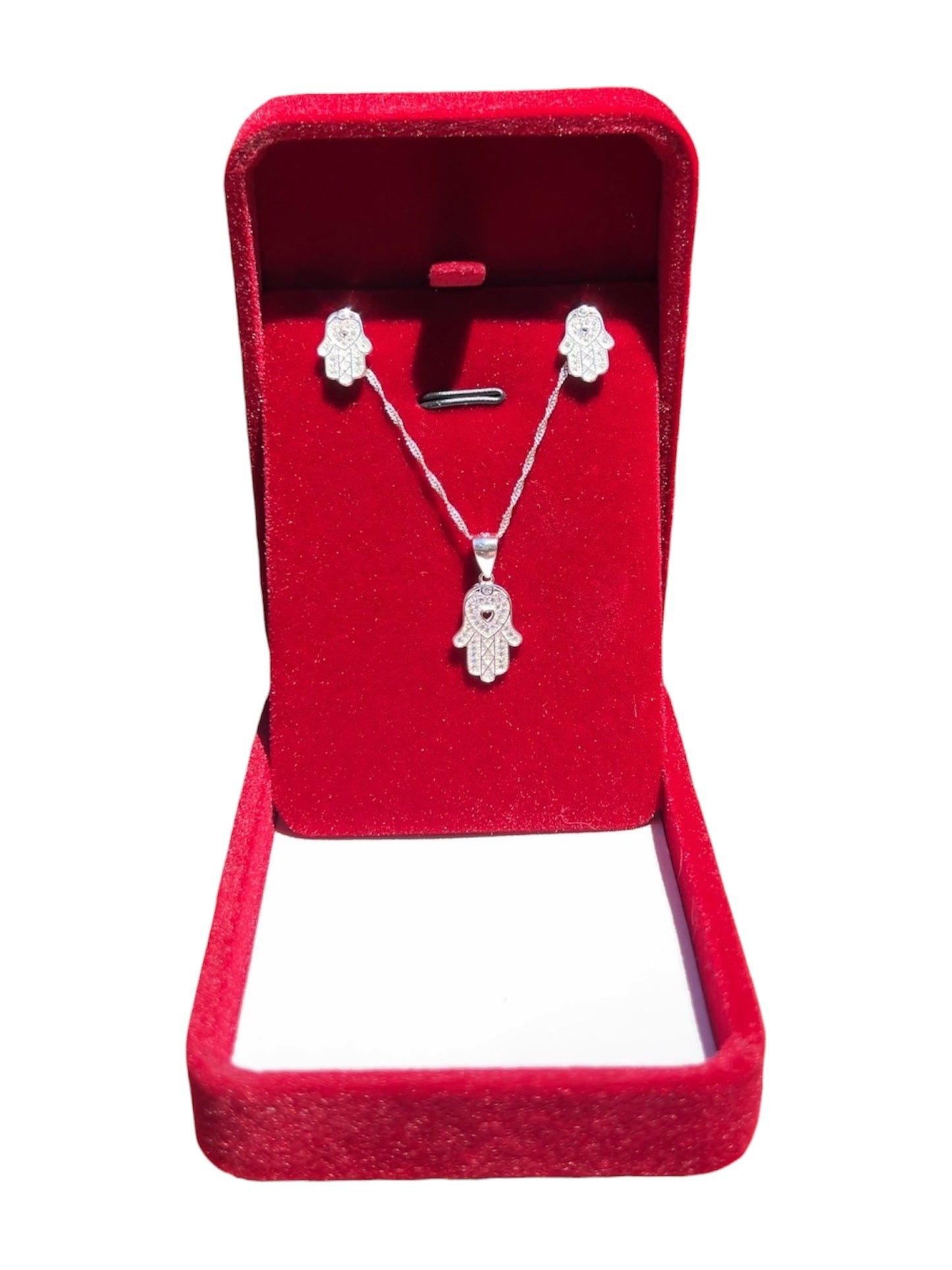 Set Plata 925 Mano de Fatima - Collar y Aros
