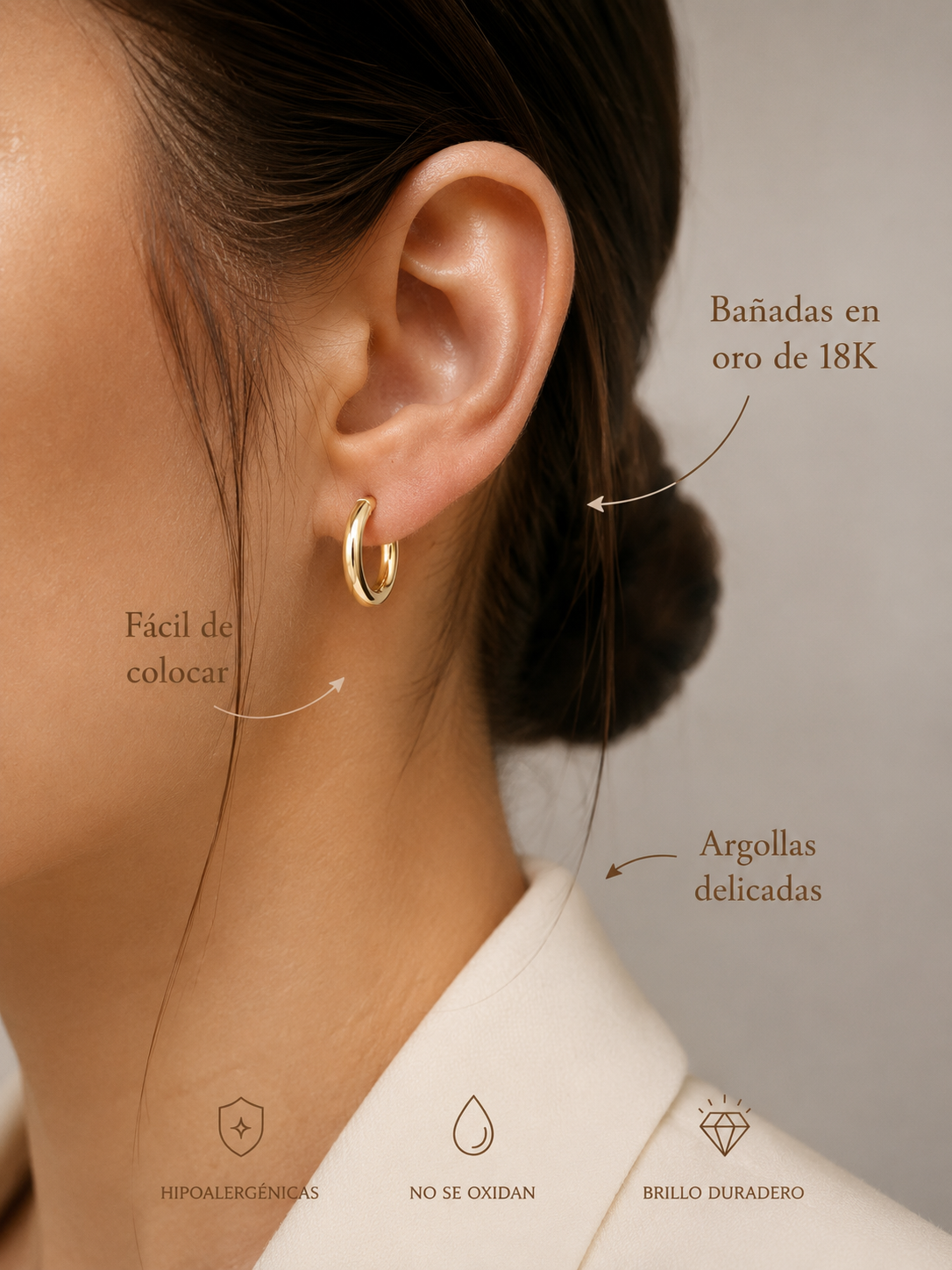Argollas Bañadas en oro 18K - Regalo