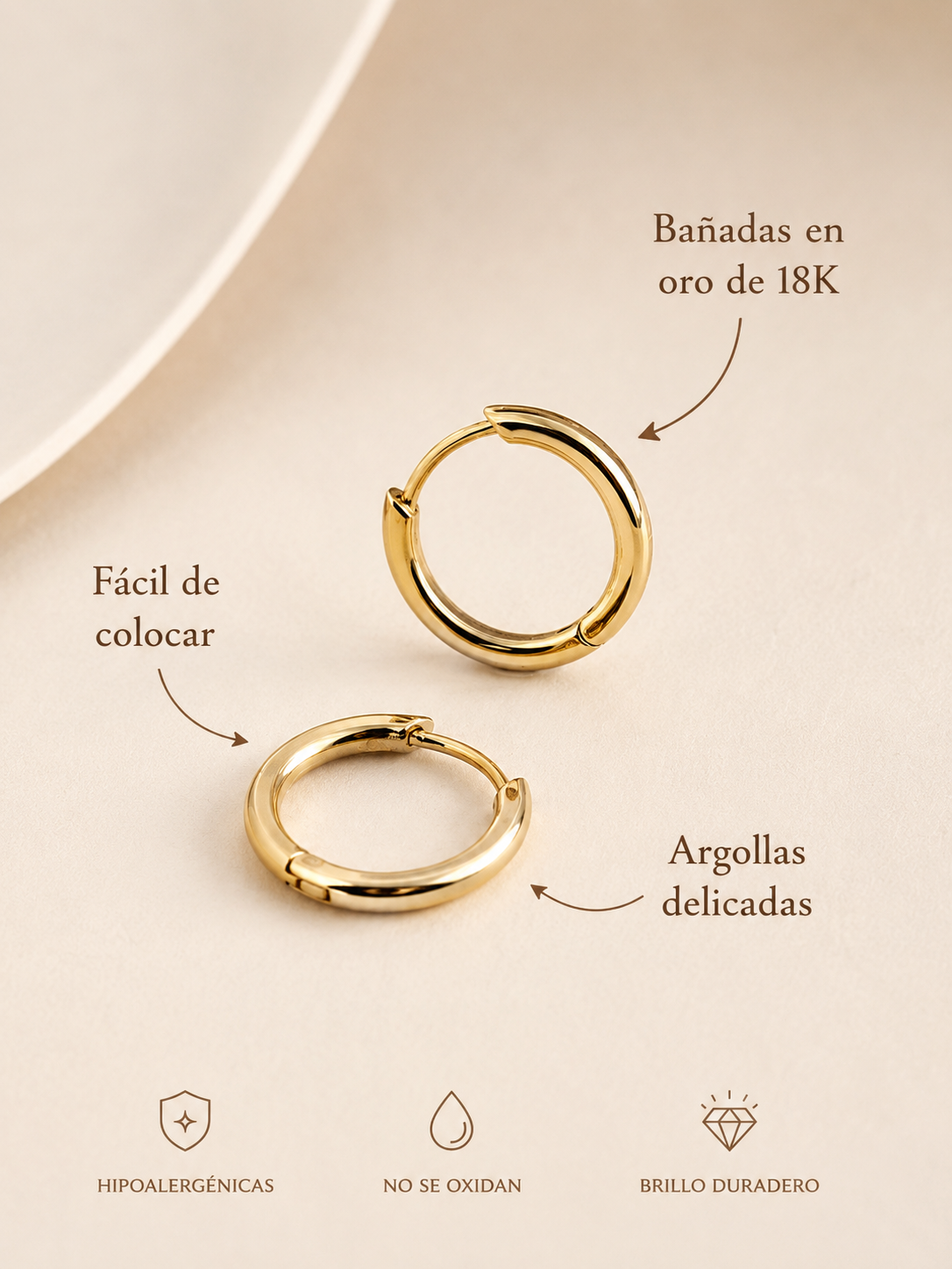 Argollas Bañadas en oro 18K - Regalo