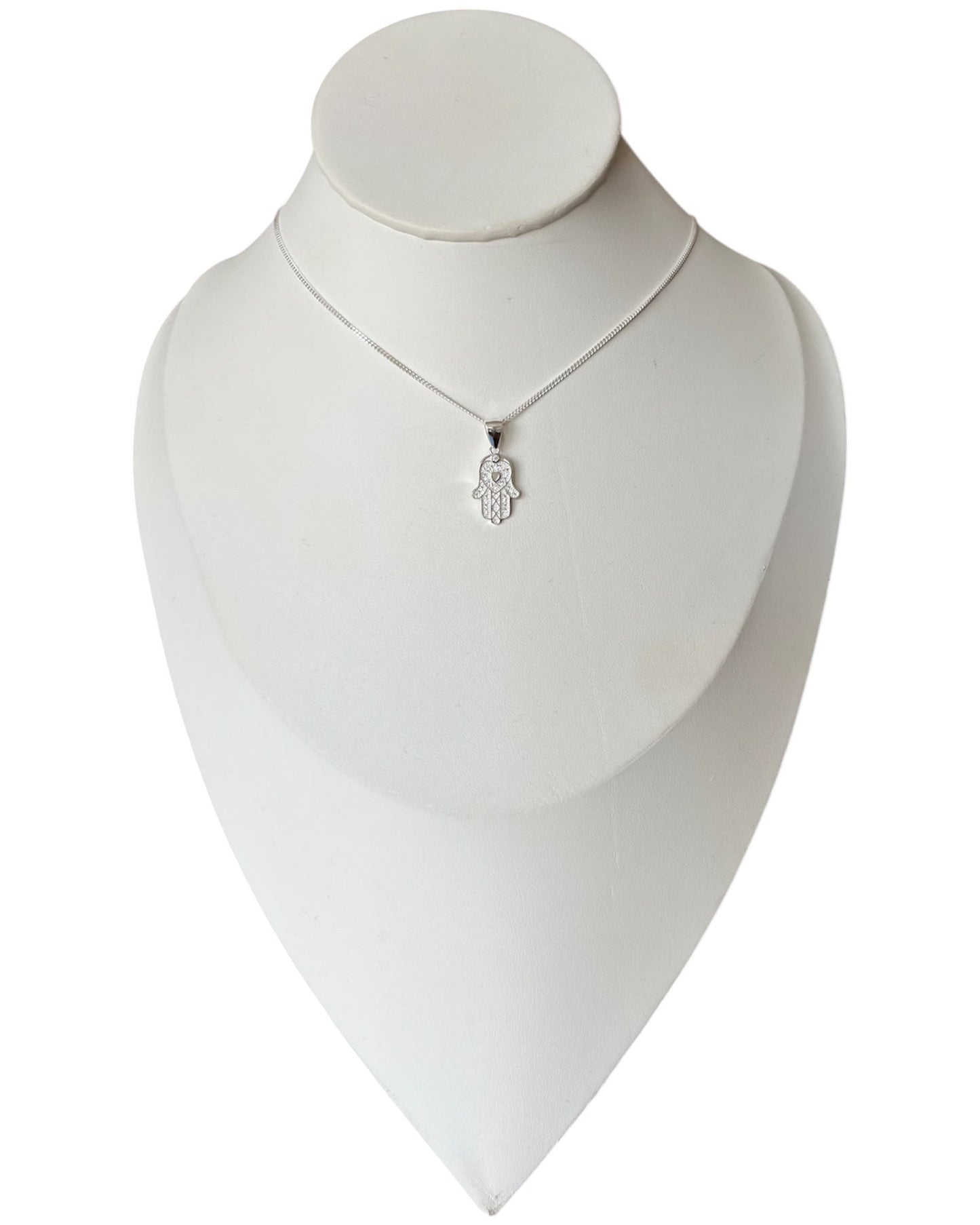 Collar Mano de Fátima con circón Blanco