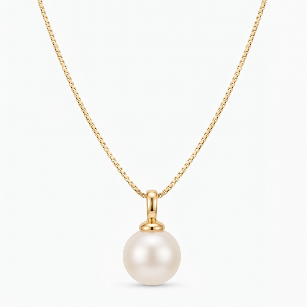 Collar Bianca con perla de río natural y cadena baño de oro 18K Mare Rosato