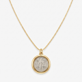 Collar San Benito | Medalla Baño de Oro 18K con Cruz de San Benito, Cadena Ajustable 45 cm