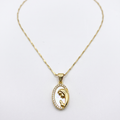 Collar Virgen Niña | Medalla Baño de Oro 18K con Micro Circones Blancos, Cadena Ajustable 45 cm