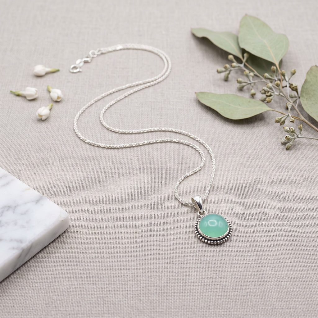 Collar Plata 925 Piedra Calcedonia Azul | Collar Delicado Mare Rosato