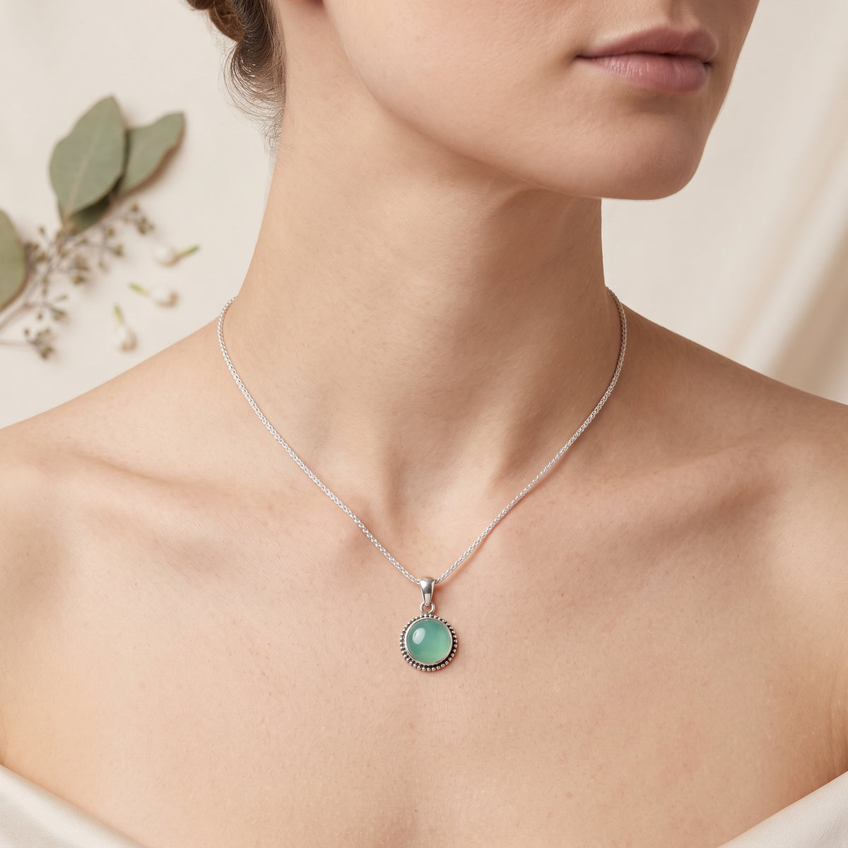 Collar Plata 925 Piedra Calcedonia Azul | Collar Delicado Mare Rosato
