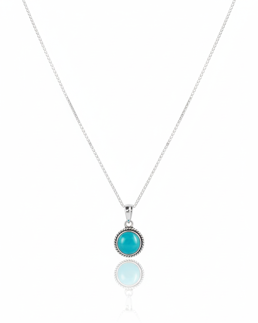 Collar Plata 925 Piedra Calcedonia Azul