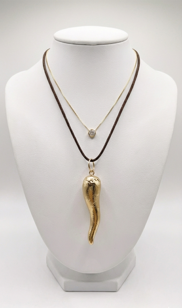 Set Collar Aji Dorado & Punto de Luz - Bañado en Oro 18K