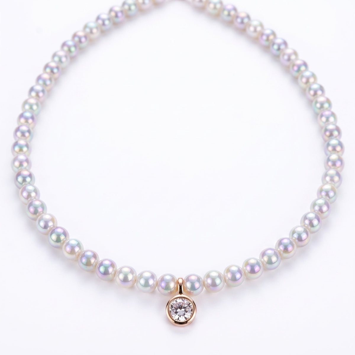 Collar Aurora| Perlas Nácar Tornasol con Punto de Luz