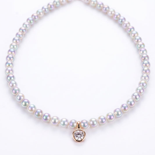 Collar Aurora| Perlas Nácar Tornasol con Punto de Luz