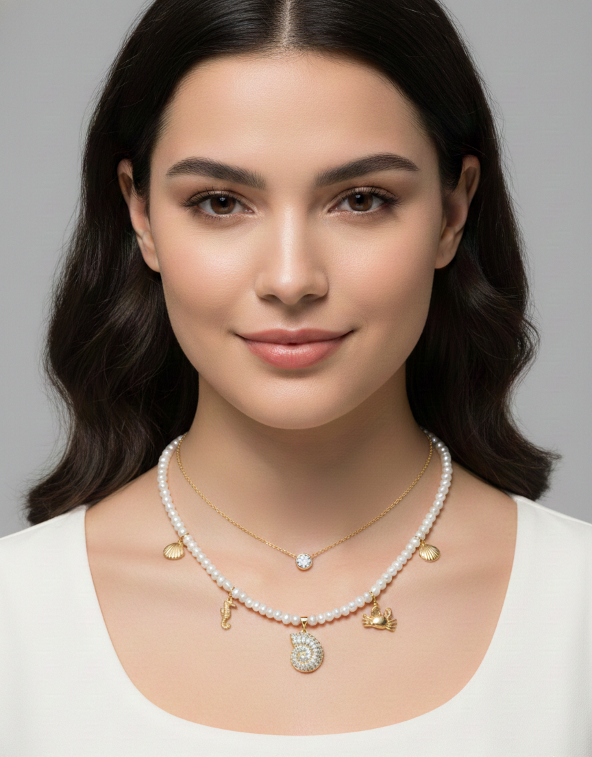 Set Collar Perlas de Rios & Punto de Luz - Bañado en Oro 18K