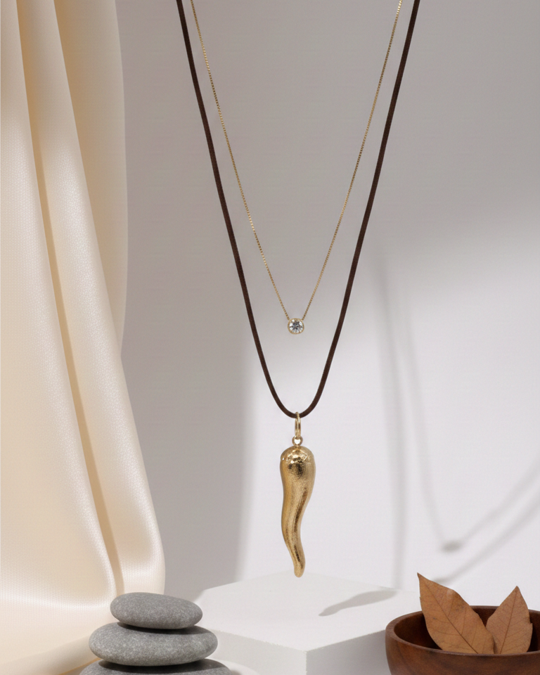 Set Collar Aji Dorado & Punto de Luz - Bañado en Oro 18K