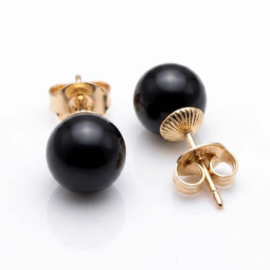 Aros Pegados Perlas Onix