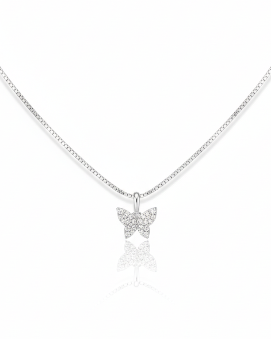 Collar Plata 925 Mariposas micro circones Blancos