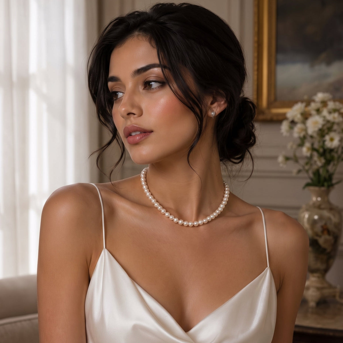 Collar Clásico Perlas 8mm 50cm de Mallorca | Enchapado en oro 18K | Empaque Premium