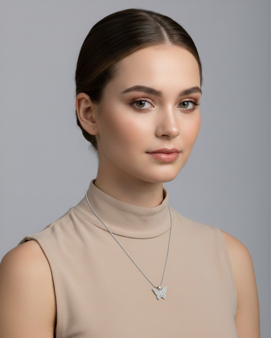 Collar Plata 925 Mariposas micro circones Blancos