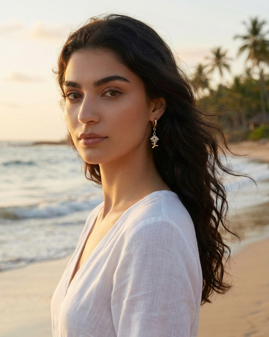 Argollas Largos pescado -  Bañado en Oro 18K