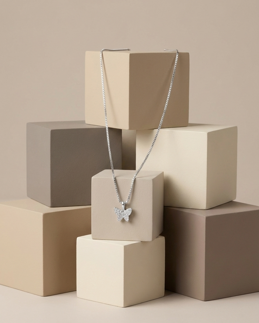 Collar Plata 925 Mariposas micro circones Blancos