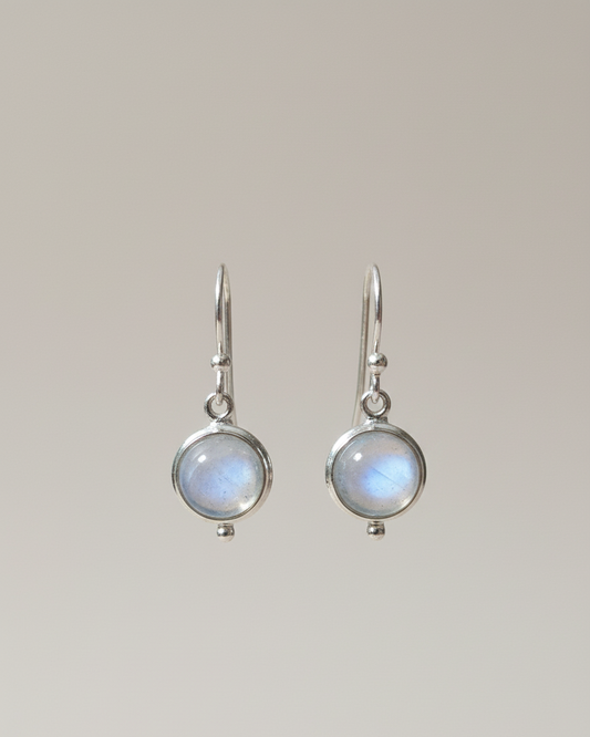 Aros Largos Plata 925 con colgante Piedra Luna