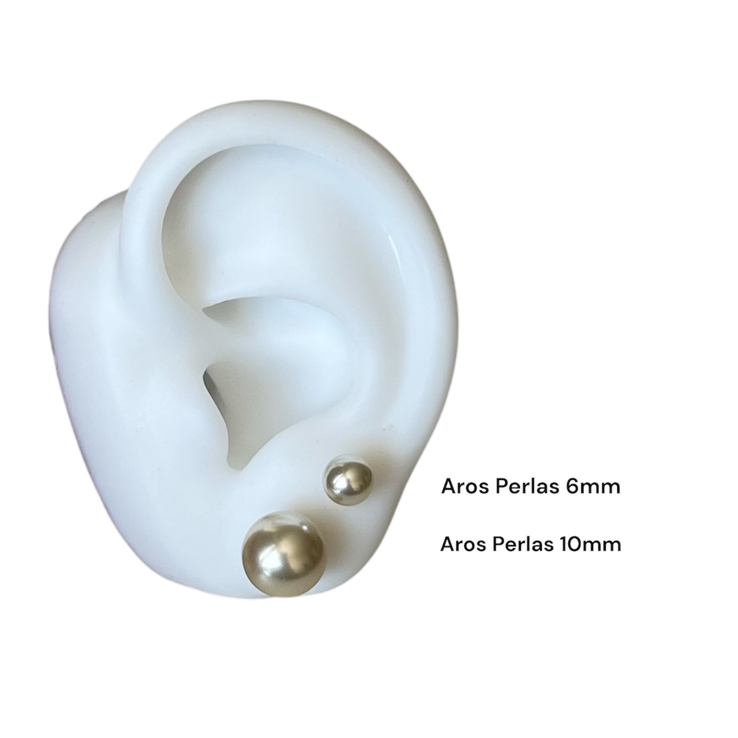 Set Aros Perlas Mallorca Pegados 6mm y 10mm, joyería Mare Rosato