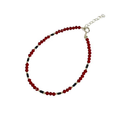 Pulsera Plata 925 con Cristales color rubi y onix