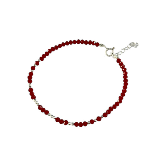 Pulsera Plata 925 con Cristales color rubí