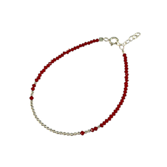 Pulsera Plata 925 con Cristales color rubí
