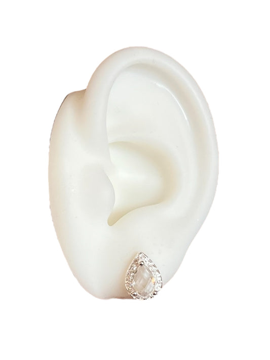 Aros Gotas Plata 925 con circón Blanco