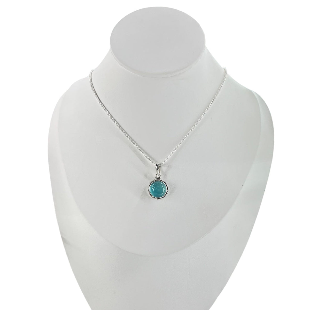 Collar Plata 925 Piedra Calcedonia Azul, joyería Mare Rosato