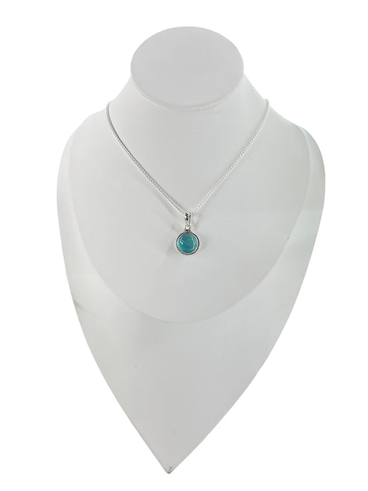 Collar Plata 925 Piedra Calcedonia Azul