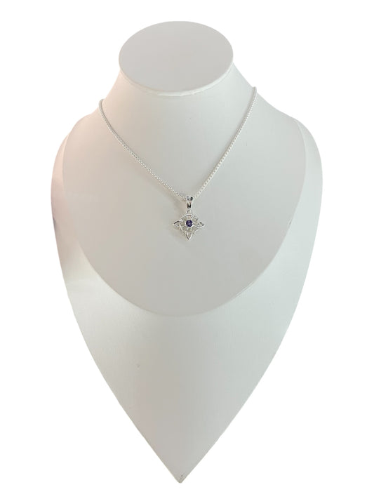 Collar Plata 925 Nudo de Brujas con punto de luz Amatista