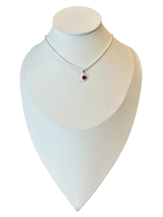 Collar Plata 925 Punto de Luz Rubí con micro circones