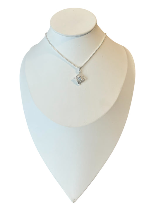 Collar Plata 925 Nudo de Brujas con punto de luz blanco