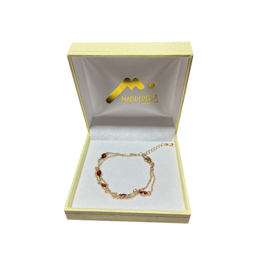 Pulseras Dobles Swarovski 15cm Rubi