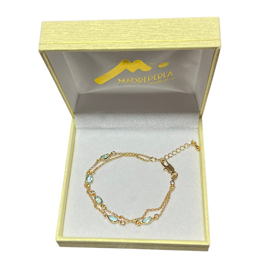 Pulseras doble Swarovski 15cm Turquesa