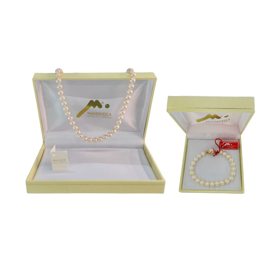 Set de Collar de Perlas 8MM mas Pulsera 19 cm