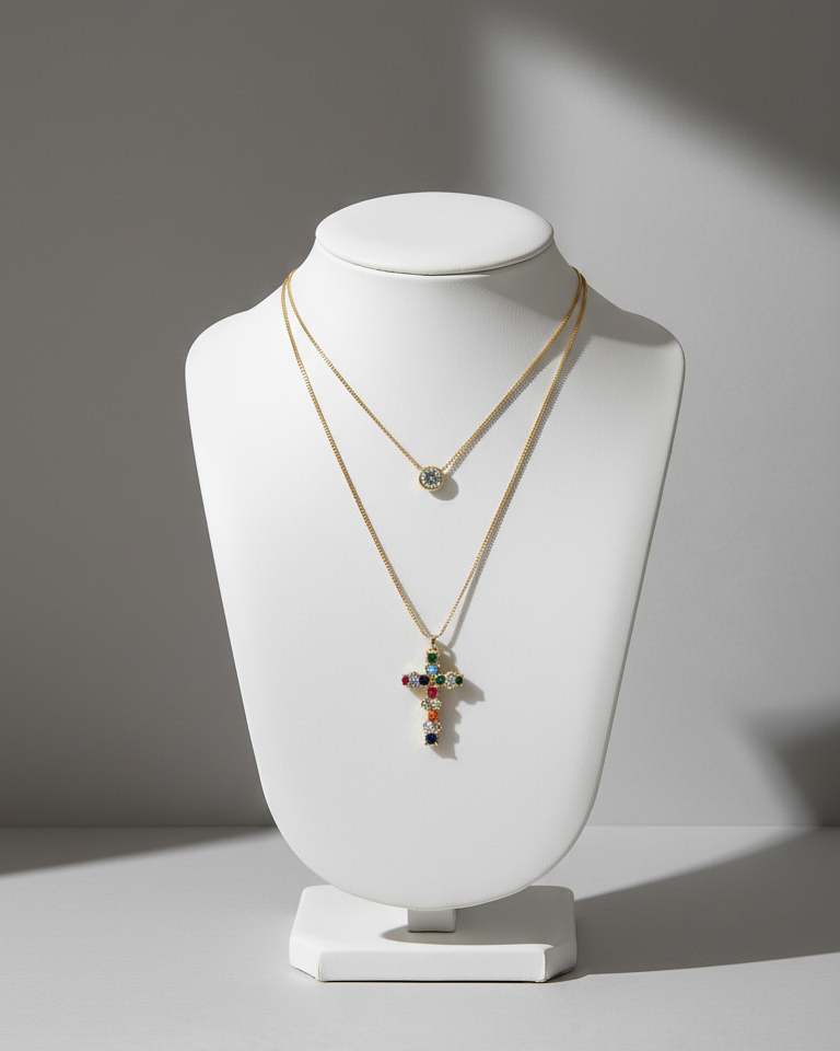 Set Collares Luz & Fè - Baño en Oro 18K, joyería Mare Rosato